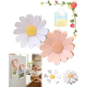 Two-piece set of cherry-shaped magnetic food clips and refrigerator magnets, featuring daisy-shaped bag clips - suitable for offices, lunch boxes, bakeries, and used as decorative plastic magnetic sealing clips for bags