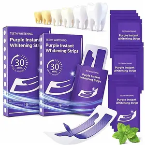 Purple Teeth Whitening Strips 28 Pairs，Natural Color Enhancement，Enamel Safe for Sensitive Tooth,   Brighter Smile, Daily & Travel Use