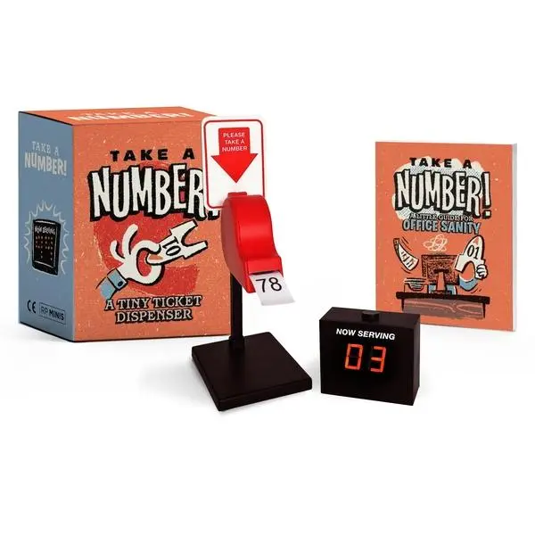 Take a Number!: Hilarious Adorable Miniature Mini Ticket Dispenser Book - Mollie Thomas, Paperback, Digital Number Board, Office Gift for Boss & Butcher Counter Meetings, Nagging Requests Solver