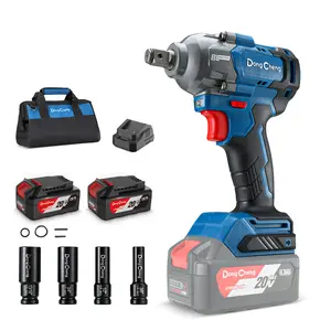 【5-year warranty】Dong Cheng 20V Max Cordless Impact Wrench 1/2", High Torque 360 ft-lbs, with 3 Mode Speed, 2*4.0Ah Battery and Charger, Brushless Power Impact Gun for Car Tires, Includes 4 Impact Sockets and Kit Bag Power Impact Driver Heavy Duty Tool