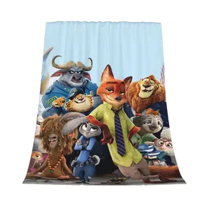 DISNEY CLASSIC Zootopia Blanket, Nick & Judy Hopps & All Characters Soft Flannel Fleece Throw Blanket for Kids Adults, Cartoon Themed Blanket for Bed Couch Sofa, Perfect Gift for Zootopia Fans