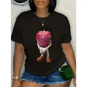 100% Cotton Unisex Me Asf Apple Funny Apple With Face Meme Wapple T-Shirt Graphic Vintage Casual Round Neck Tshirt
