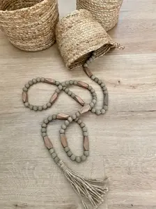 Brown Paulownia Wood Bead Garland