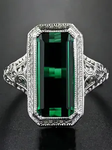 1 PC Glamorous Cubic Zirconia Solitaire Ring For Women For Valentine's Day Gift Wedding Anniversary Party Jewelry