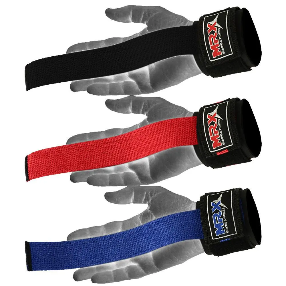 MRX BOXING & FITNESS Lifting Straps for Weightlifting & Bodybuilding, Heavy-Duty Cotton with Cushioned Neoprene Padded Wrist Support, Secure Grip, Red Pair, Heavy Cotton