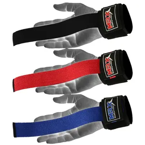 MRX Weight Lifting Bar  With  Support Wraps Heavy Duty Bodybuilding Workout Gym Padded  Pair red universal sports wristbands wrist straps