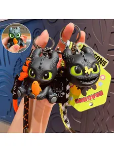 Official "How to Train Your Dragon" Toothless Keychain Jewelry with Light-Up Eyes - Cartoon Keyring, Backpack Accessory, Gift for Valentine's Day, Birthday, and Special Occasions, Stylish Keychain