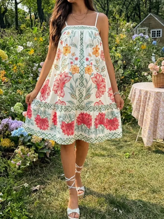 MAGICMOM Maternity Casual Floral Print Sleeveless Dress