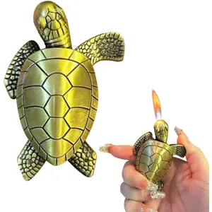 Non-hazardous lighter,Non-hazardous lighter , Torch Lighter, Creative Desktop Golden Turtle Lighters, Cool Portable Adjustable Soft Flame and Refillable Butane for Men Women Friends Gift-s (Without Butane)-Bronze