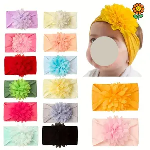 DZP-14 Pieces Baby Girls Soft Elastic Nylon Headbands - Light Floral Pattern Hair Accessories, Comfortable Fit Design, Cute Princess Headbands, Mother's Day and Graduation Gifts, Baby Hair Accessories|     Lace-trimmed Design|     Bright Colors, Toddler