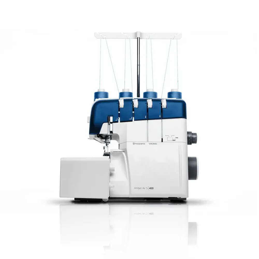 Viking Amber Air S 400 Overlock Sewing Machine - 15 Built-in Stitches, 4-3-2 Thread Capability, Automatic Gathering, Bright LED Lighting, Adjustable Built-in Needle Threader, Clean Edges, Consistent Performance, Differential Feed, DIY Sewing Projects