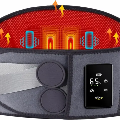 ALLJOY 67in Multifunctional Heating Pad for Back - Rechargeable Battery, Adjustable Heating Temperature, Auto Shut Off, Velcro Strap, 3 Heat & 5 Vibration Settings, FSA/HSA Eligible Unisex Stress Relief Device for Mom, Women, Dad (Thanksgiving Gift)