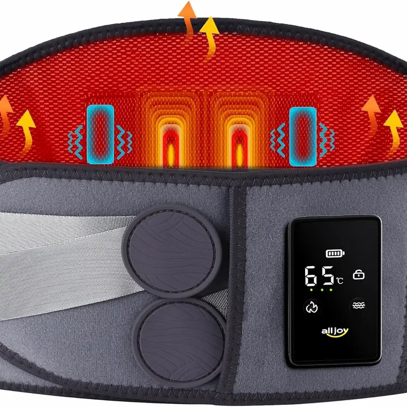 ALLJOY 67in Multifunctional Heating Pad for Back - Rechargeable Battery, Adjustable Heating Temperature, Auto Shut Off, Velcro Strap, 3 Heat & 5 Vibration Settings, FSA/HSA Eligible Unisex Stress Relief Device for Mom, Women, Dad (Thanksgiving Gift)