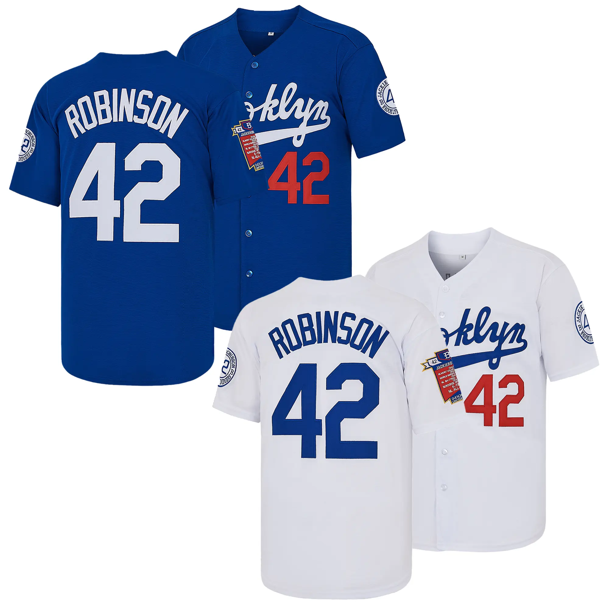 Men's Iconic #42 Jackie Robinson Jersey Baseball, Embroidered Mens Jersey Style with Classic Baseball Fit for Easy Moves, Fan Commemorative Gift