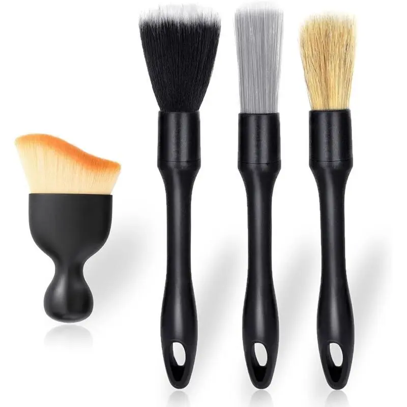 4-Counts Car Interior Cleaning Brush,Soft Professional Portable Brush for Car Interior Cleaning & Dust Removal,Cleaning Supplies,Car Detailing Products,Car Valeting Kit,Automotive