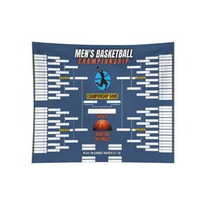 2026 Men's Basketball Championship, Men's March Brackets,, College Basketball Bracket, Men's Basketball Championship Bracket Banner Navy Blue With Tournament Bracket And Text For Sports Event Decoration