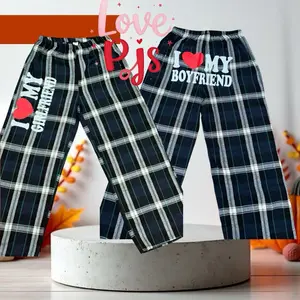 I Love My Boyfriend & Girlfriend Pjs , Flannel Pjs Bottoms