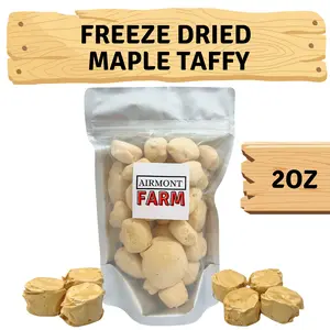 Freeze Dried Maple Salt Water Taffy 2 oz - Cut To Bite Sized Pieces - Deliciously Crunchy Intense Flavor Lightweight Snack - US Made - Bonbon