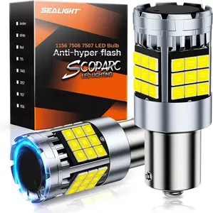 SEALIGHT 1156 LED Bulb, 6000K White, 7506 1141 Anti Hyper Flashing LED Bulbs, 600% Brighter LED Car Bulbs for Reverse Backup Light Parking Light Tail Lights, Pack of 2