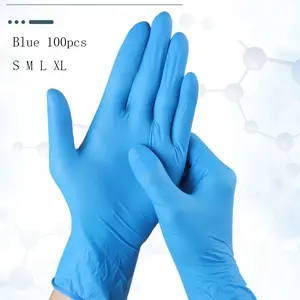 A box of 100pcs containing nitrile gloves for household kitchen dishwashing, waterproof and durable cleaning products, household gloves, and cleaning gloves