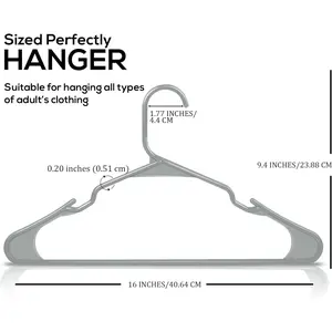 Hot luck Hanger Perfectly Sized Plastic Hangers 50 Pack - Space Saving Clothes Hanger Durable Strong Closet Organizers for Dorm Room Essentials White Black