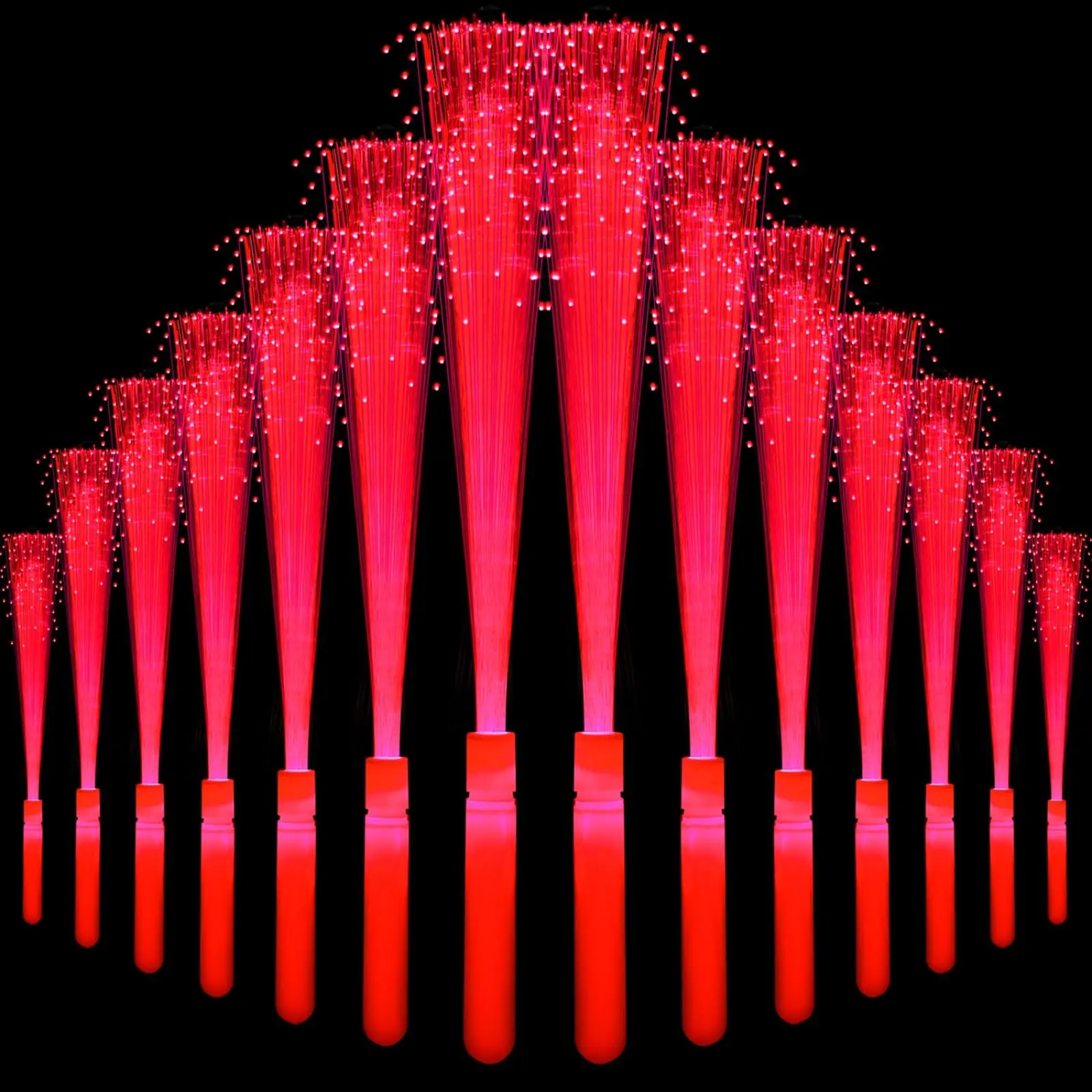 NUDALA 36 Pack Red Glow Fiber Optic Wands Bulk Light up Wand Glow Sticks with 3 Lighting Modes for Christmas Valentines Day 4th of July Concerts Clubs Wedding Birthday