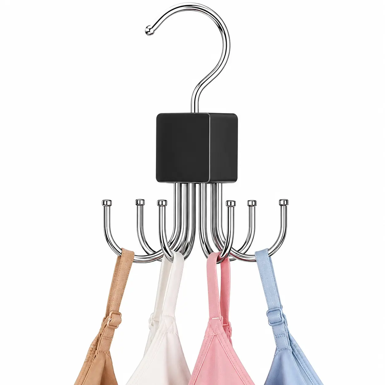 2PCs Metal Rotatable Tank Top & Bra Hangers for Home Organization Storage, 2/4/6/12 Packs Hanging Closet Organizer, 360° Rotating Holds Up to 54 Items, Space-Saving for Scarves, Purses & Accessories