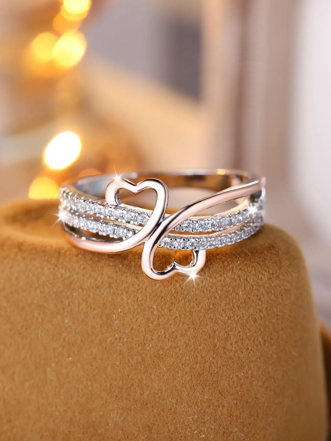 Mother's Day Gift Women's Elegant Rhinestone Iced Out Decorated Geometric Design Ring, Fashion Accessories for Women & Girls, Jewelry for Party, Daily Decor, Trendy All-match & Exquisite Jewelry for Birthday, Stackable Rings Beautiful Rings