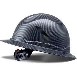 Full Brim Hard Hat Safety Helmet HDPE Construction Hardhats Non-Vented Industrial Head Protection with 6-Point Suspension & Sunshade for Work Sites