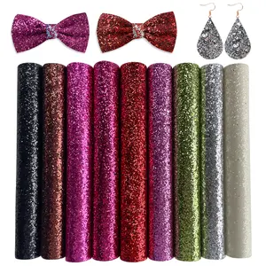 1 roll of glitter Glitt PU artificial leather fabric, thickness 0.6-0.65mm, 12 inch x 54 inch glitter leather roll, suitable for DIY hair accessories, mobile phone cases, earrings, jewelry and handmade bags