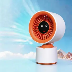 Adorable Smiley Face Desktop Fan – Winking Eyes & Oscillating Head, Cute Home Office Decor, 5-Speed Quiet USB Cooling Fan, Personal Tabletop Cooler for Bedroom or Desk