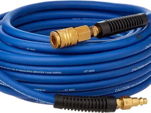 E1450PVCR 1/4" X 50' PVC / Rubber Hybrid Air Hose with Brass 1/4" NPT Industrial Fitting and Universal Quick Connect Coupler