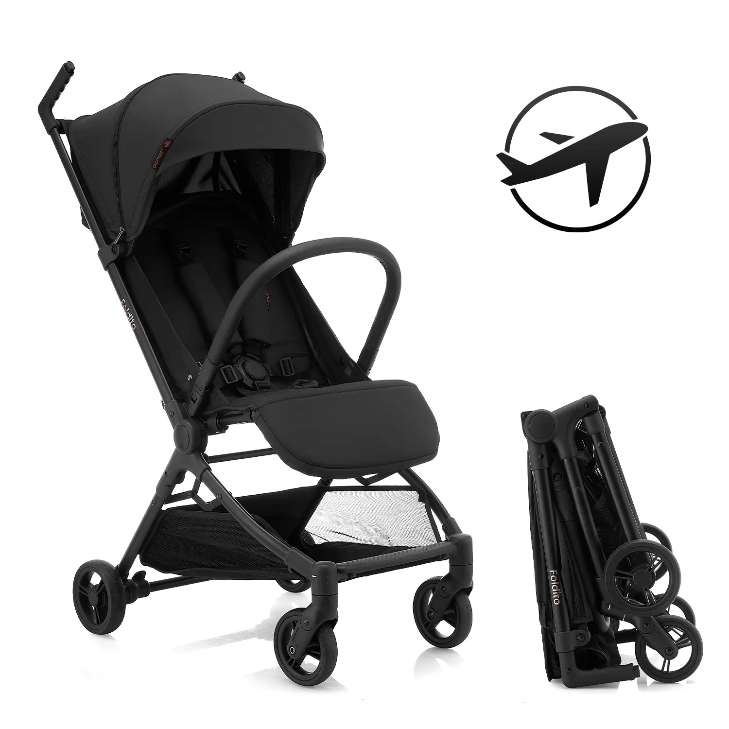 Gromast Cabin-Sized Travel Stroller for Airplane, Ultra Compact & Lightweight – Only 9.9 lbs, Portable Infant Toddler Baby Stroller, w/UPF 50+ Canopy & Cup Holder