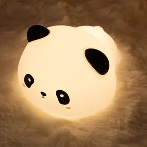 Cute Panda Night Light 3 Levels Dimmable LED Squishy Novelty Animal Lamp Rechargeable Touch Bedside Lamp for Bedroom Dorm Decor Funny Christmas Gifts for Kids Girls Boys Baby Toddler Mother Friend