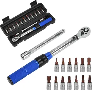 Snapfixmate 15pcs Torque Wrench Set, 1/4 inch Drive Click Torque Wrench 17.7-212.4in.lb / 2-24Nm 72 -Tooth Ratchet with Quick Release Head for Bike Maintenance Car Repair
