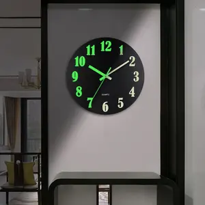 Modern black luminous clock, 12 inch Tuscan-style silent analog wall clock with no ticking sound, battery-powered, suitable for bedroom, living room, kitchen, and office decor.
