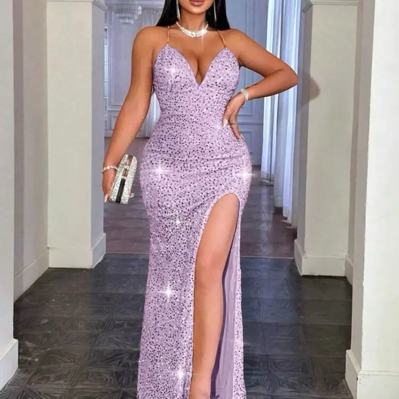 blue dress for baby shower guest DOLLY Luxury Purple Halter Neck Backless Tassel Sexy Long Party Dress- –  ORUMATORU
