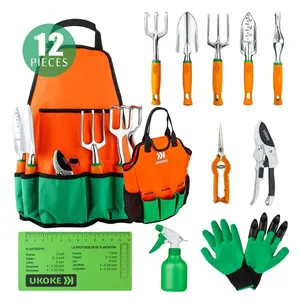 6 in. Garden Tool Set, Aluminum Hand Tool Kit Handle Trowel 12-Piece