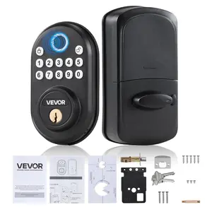 【fathersdaygift】VEVOR Fingerprint Door Lock with Keypad Code Key One-Time Anti-Peeking Password Silent Mode Constant Unlock Mode Aluminum Alloy Panel Electronic Keypad Deadbolt for Entry Doors