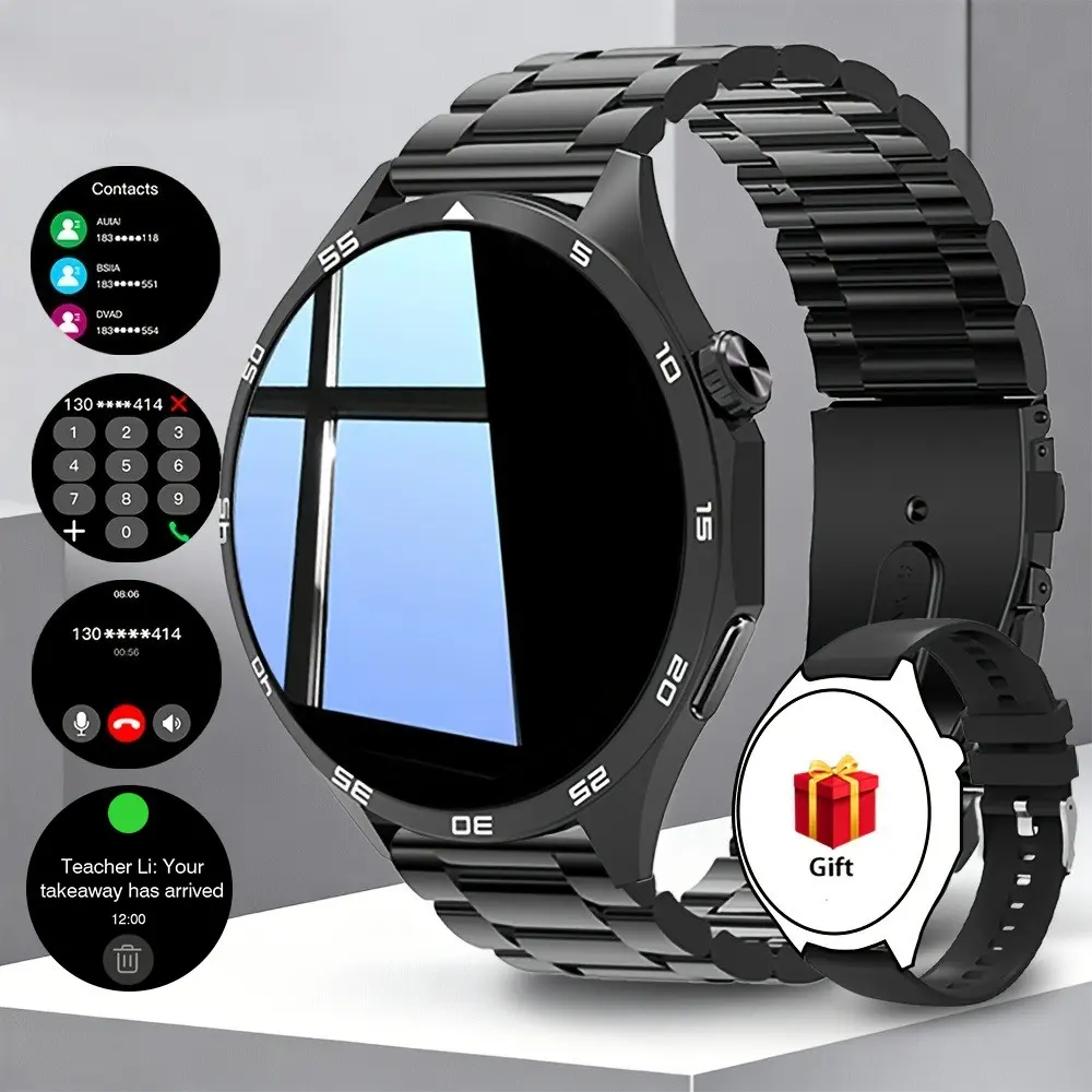 HD full-touch smart watch, Multifunctional smartwatch, Touch screen watch, wireless calls/messages/multiple sports modes/remote camera control/fitness tracker, compatible with Android and iPhone, USB charging, silicone strap, for fitness enthusiasts