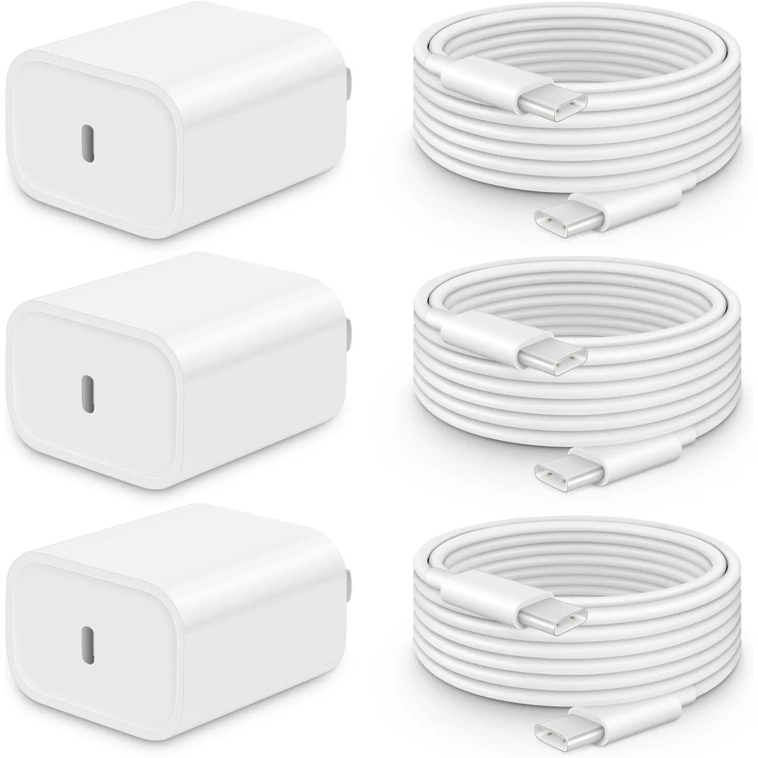 For iPhone 17 Charger Fast Charging, [3 Pack]20W USB C Power Brick with 6Ft Type C to C Cord for iPhone 16/16 Pro/16 Plus/16 Pro Max/15 Series, i Pad Pro & More