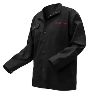 YESWELDER 9oz Lightweight FR Cotton Welding Jacket | NFPA 2112 Certified Black Work Uniform for Welders YESWELDER 9oz Lightweight FR Cotton Welding Jacket | NFPA 2112 Certified Black Work Uniform for Welders