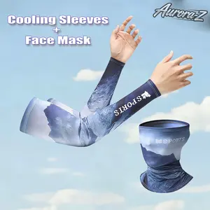 1 Set Cooling UPF 50+ UV Protection Arm Sleeves & Face Neck Gaiter | SunSafeTok CyclingTok OutdoorTok Unisex Compression Set | Birthday Gift for Him Her Cycling Hiking Fishing Outdoor Daily Wear
