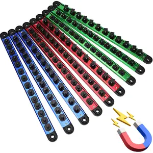 Magnetic Socket Holder Organizer Set: 9-Piece Detachable 1/4, 3/8, 1/2 Socket Trays Socket Organizer for Tool Box Drawer Holds 120-Piece Standard Size Sockets for Automotive Garage, Christmas gift