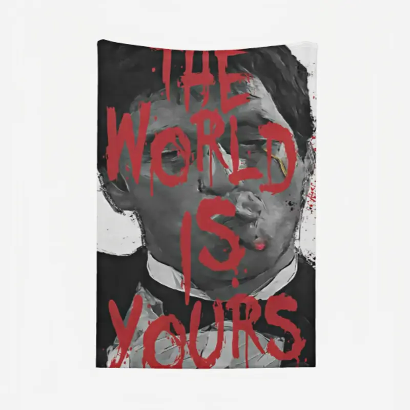 Ultra Soft Plush Scarface Tony Montana Miami Penthouse & Cuban Cigar Print Throw Blanket - Wrinkle Resistant, Breathable, Durable, Fade Resistant Flat Weave, Gangster Vibe Cult Classic Fan Lounge Decor Essential