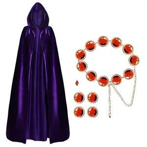Women's Cosplay Costume,Purple Cape and Anime Cosplay Waist Belt, Costumes Props Set Halloween Party Clothes Womenswear