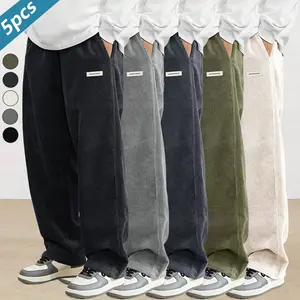 Men's Spring & Fall New Long Pants American Vintage Corduroy Casual Pants, Straight Loose Trousers, Versatile Comfortable Pants, Available In Multiple Colors Made Of 100% Polyester Fiber Suitable For Everyday Wear - Running, Sports, Work, School, Etc.