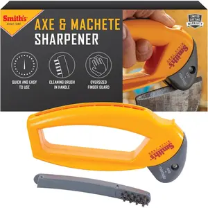 ’s 50582 Axe & Sharpener - Axe,, Hatchet, & Mower Tools - Large Handle w/ Finger Guard - Manual - Replaceable Carbide Blades - Wire-Bristled Brush -