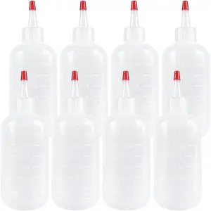 8 Pack 8 Ounce Plastic Squeeze Bottles With Caps Small Dispensing Bottles for Crafts Art Glue Kitchen