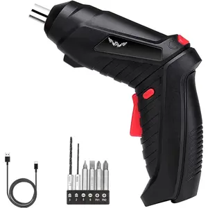 8-in-1 Cordless Screw Gun & Drill - 3.6V Rechargeable, 3.5N.m Max Torque, USB Cable, 1x USB Cord, 4x Long Bits, 6-Accessory Kit, Front LED Light, Ideal for Beginners & Small Home Projects